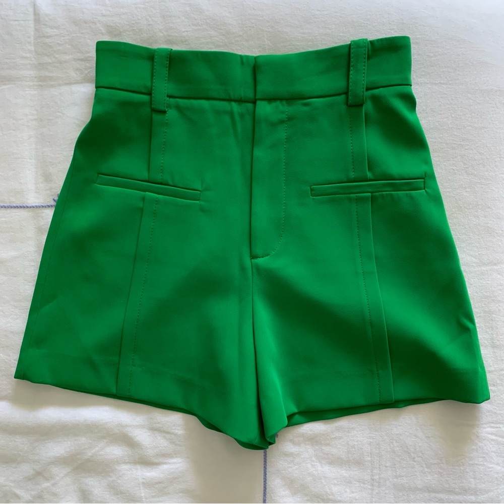 Zara Green High Waisted Shorts